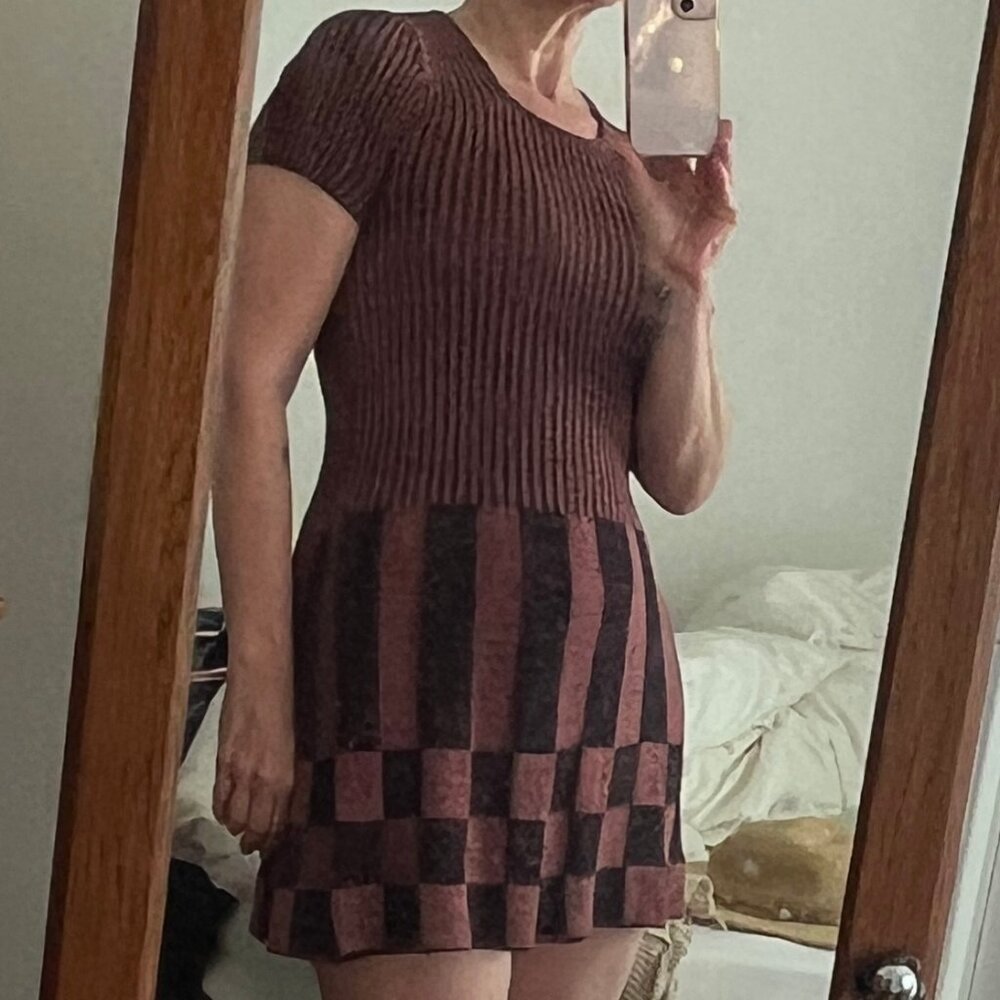 OOAK - 60s Vintage - Made In Italy Mod Burgundy Knit Dress - S or Petite M - NWT - Picture 8 of 9
